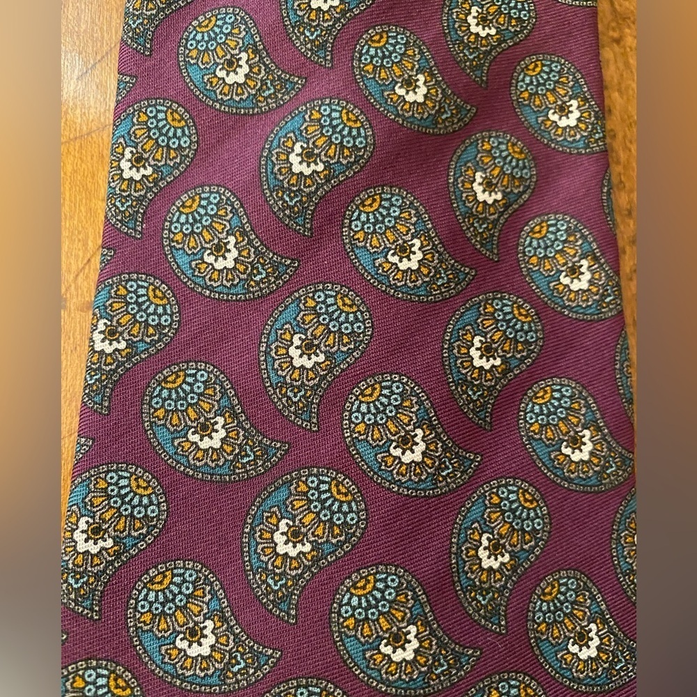 Vtg Bert Pulitzer Mens Silk Paisley Tie Necktie Purple Green 58”